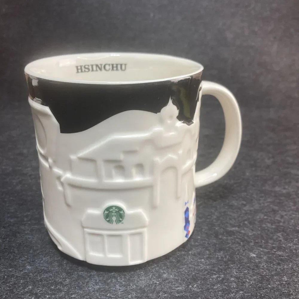 Starbucks Hsinchu‎ 2013 Relief 3D Coffee Tea Cup Mug 16 oz City Skyline Black